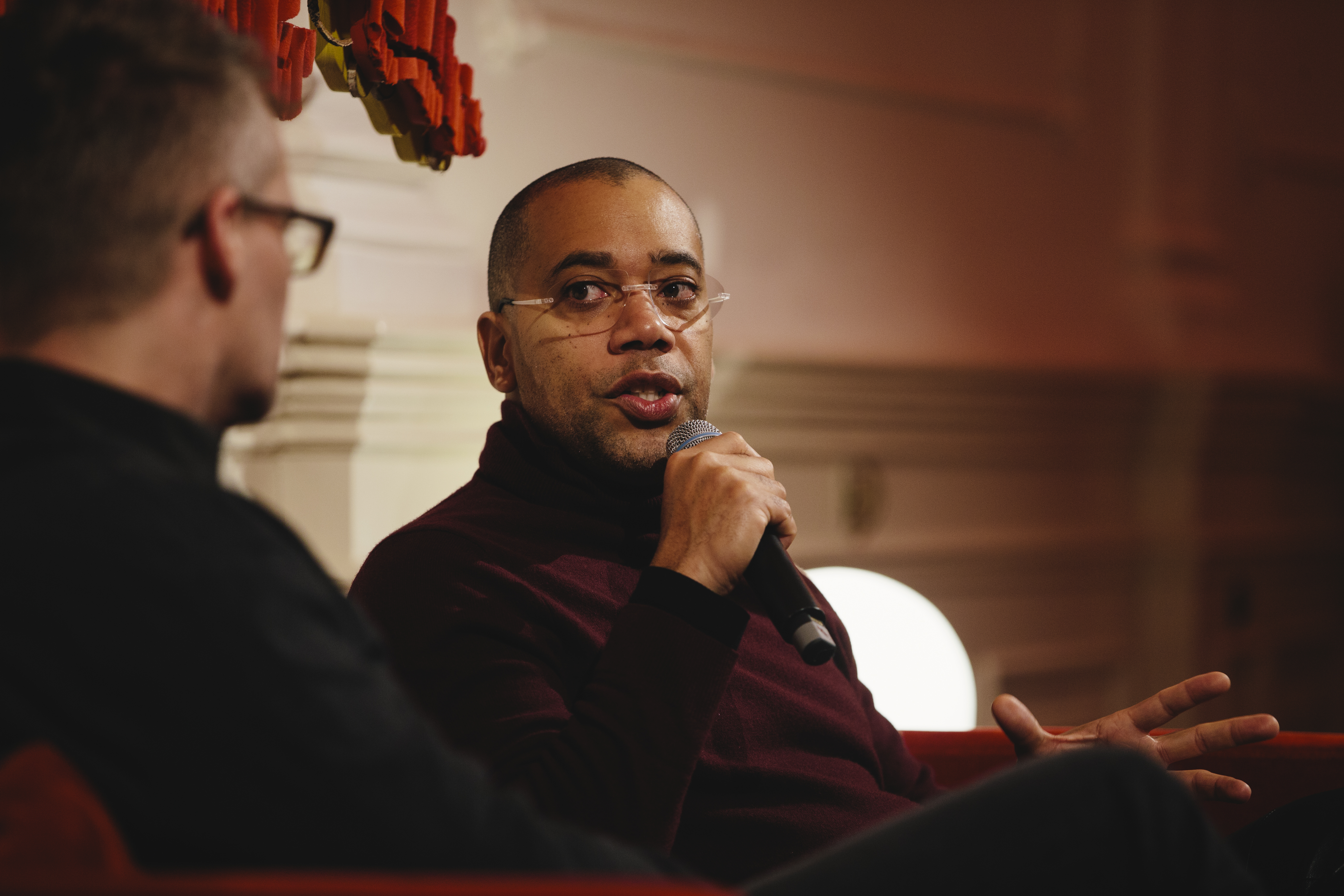 Patrick Pulsinger and Carl Craig at the Red Bull Music Academy Junge Roemer Lecture at the Ballhaus Vienna, Austria on January 27th, 2017