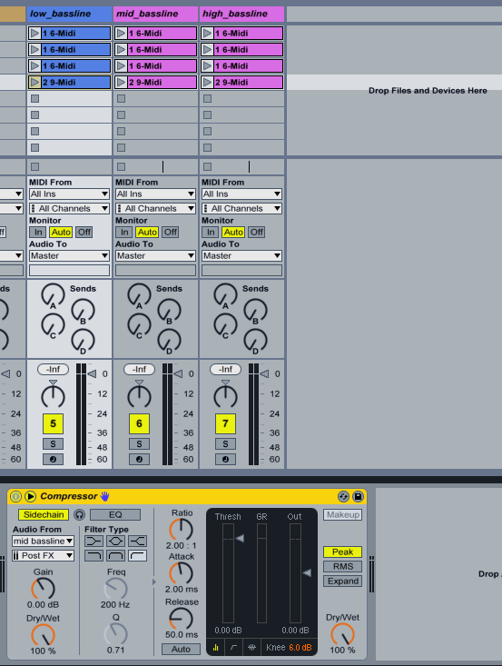 Compressor settings low bassline.